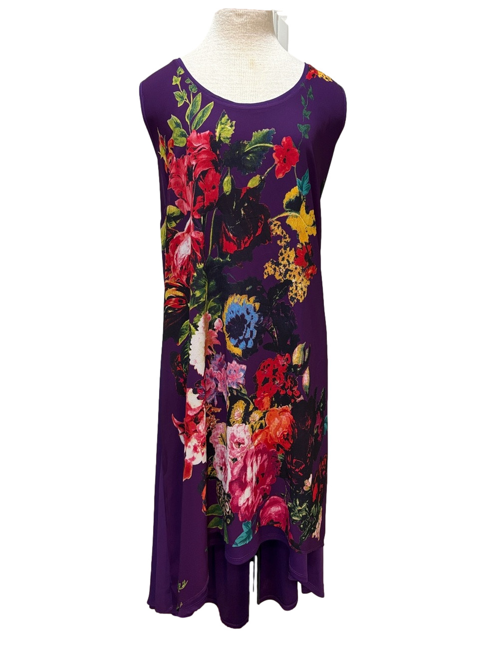 Marc Bouwer sz 2X purple floral sleeveless maxi dress
